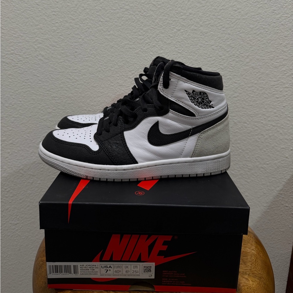 Nike Air Jordan Men's Black, White, and Gray High-Top Sneakers